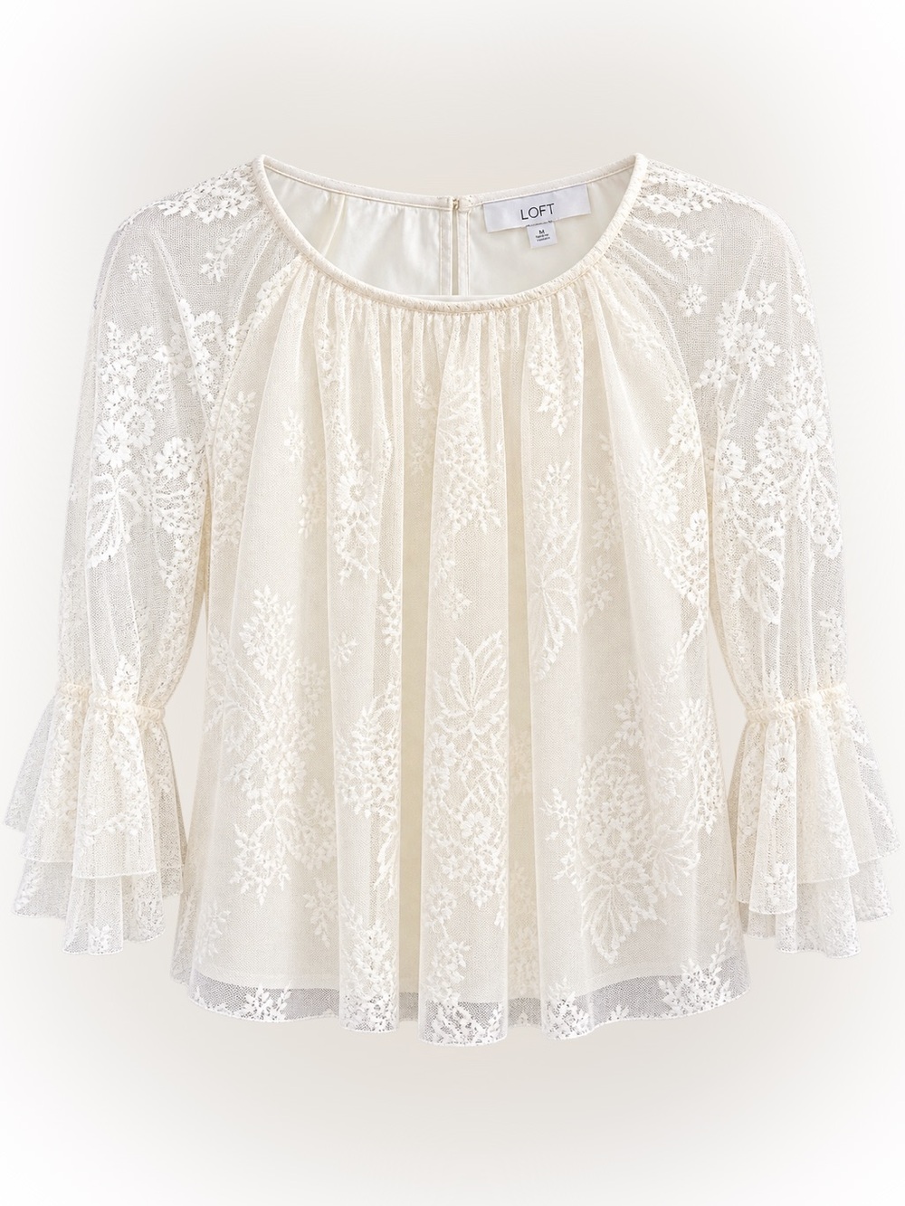 LOFT Ivory Lace Peasant Top